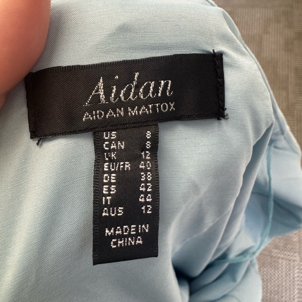 Aidan by Aidan Mattox Light Blue Ruffle Cocktail Mini Dress, size 8 - Picture 7 of 8